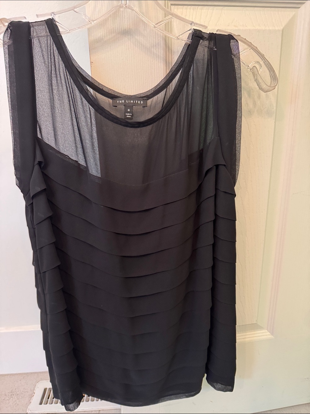The Limited Black Layered Chiffon Sleeveless Blouse